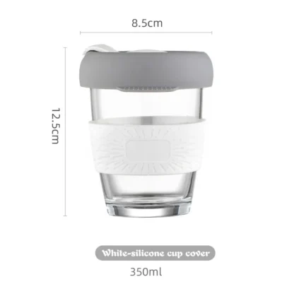 ⁦أكواب زجاجية بغطاء سيليكون بشكل أنيق سعة 350ml⁩ - الصورة ⁦4⁩