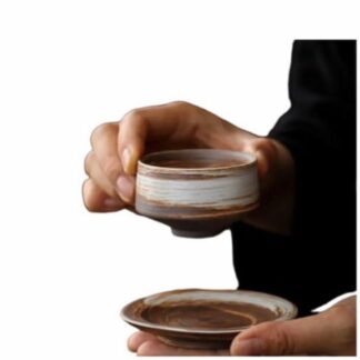 كوب سراميك مع صحن للاسبريسو سعة 80 ml
